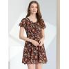 image:imageAllegra K Womens Floral Printed Spring Summer Flare Short Sleeve Laceup V Neck Chiffon DressBlack Red