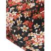 image:imageAllegra K Womens Floral Printed Spring Summer Flare Short Sleeve Laceup V Neck Chiffon DressBlack Red