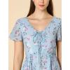 image:imageAllegra K Womens Floral Printed Spring Summer Flare Short Sleeve Laceup V Neck Chiffon DressBlue