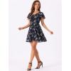 image:imageAllegra K Womens Floral Printed Spring Summer Flare Short Sleeve Laceup V Neck Chiffon DressDeep Blue