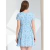 image:imageAllegra K Womens Floral Printed Spring Summer Flare Short Sleeve Laceup V Neck Chiffon DressLight Blue