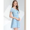 image:imageAllegra K Womens Floral Printed Spring Summer Flare Short Sleeve Laceup V Neck Chiffon DressLight Blue