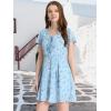image:imageAllegra K Womens Floral Printed Spring Summer Flare Short Sleeve Laceup V Neck Chiffon DressLight Blue