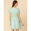 image:imageAllegra K Womens Floral Printed Spring Summer Flare Short Sleeve Laceup V Neck Chiffon DressLight Green