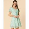 image:imageAllegra K Womens Floral Printed Spring Summer Flare Short Sleeve Laceup V Neck Chiffon DressLight Green