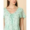 image:imageAllegra K Womens Floral Printed Spring Summer Flare Short Sleeve Laceup V Neck Chiffon DressLight Green