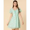 image:imageAllegra K Womens Floral Printed Spring Summer Flare Short Sleeve Laceup V Neck Chiffon DressLight Green