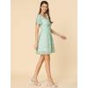 image:imageAllegra K Womens Floral Printed Spring Summer Flare Short Sleeve Laceup V Neck Chiffon DressLight Green
