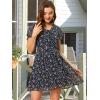 image:imageAllegra K Womens Floral Printed Spring Summer Flare Short Sleeve Laceup V Neck Chiffon DressNavy Blue