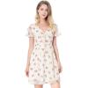 image:imageAllegra K Womens Floral Printed Spring Summer Flare Short Sleeve Laceup V Neck Chiffon DressWhite