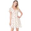 image:imageAllegra K Womens Floral Printed Spring Summer Flare Short Sleeve Laceup V Neck Chiffon DressWhite