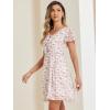 image:imageAllegra K Womens Floral Printed Spring Summer Flare Short Sleeve Laceup V Neck Chiffon DressWhite Pink