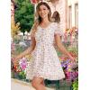 image:imageAllegra K Womens Floral Printed Spring Summer Flare Short Sleeve Laceup V Neck Chiffon DressWhite Pink