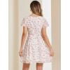 image:imageAllegra K Womens Floral Printed Spring Summer Flare Short Sleeve Laceup V Neck Chiffon DressWhite Pink