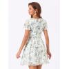 image:imageAllegra K Womens Floral Printed Spring Summer Flare Short Sleeve Laceup V Neck Chiffon DressWhite Purple
