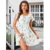 image:imageAllegra K Womens Floral Printed Spring Summer Flare Short Sleeve Laceup V Neck Chiffon DressWhite Purple