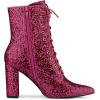 image:imageAllegra K Womens Glitter Pointed Toe Block Heel Halloween Ankle BootsFuchsia