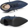 image:imageAllegra K Womens Glitter Pointed Toe Block Heel Halloween Ankle BootsNavy Blue