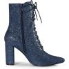 image:imageAllegra K Womens Glitter Pointed Toe Block Heel Halloween Ankle BootsNavy Blue