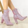 image:imageAllegra K Womens Glitter Pointed Toe Block Heel Halloween Ankle BootsPink