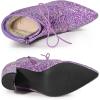 image:imageAllegra K Womens Glitter Pointed Toe Block Heel Halloween Ankle BootsPurple