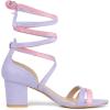image:imageAllegra K Womens Open Toe Color Block Heel Lace Up Light Purple Sandals 9 M US