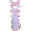 image:imageAllegra K Womens Open Toe Color Block Heel Lace Up Light Purple Sandals 9 M US
