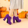 image:imageAllegra K Womens Platform Chunky Heel Lace Up Purple Booties 10 M US