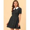 image:imageAllegra K Womens Vintage Peter Pan Collar Lace Up Button Down A Line DressBlack