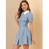 image:imageAllegra K Womens Vintage Peter Pan Collar Lace Up Button Down A Line DressBlue