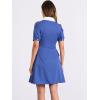 image:imageAllegra K Womens Vintage Peter Pan Collar Lace Up Button Down A Line DressDark Blue