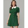 image:imageAllegra K Womens Vintage Peter Pan Collar Lace Up Button Down A Line DressGreen