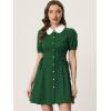image:imageAllegra K Womens Vintage Peter Pan Collar Lace Up Button Down A Line DressGreen