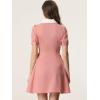 image:imageAllegra K Womens Vintage Peter Pan Collar Lace Up Button Down A Line DressPink