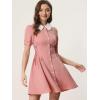 image:imageAllegra K Womens Vintage Peter Pan Collar Lace Up Button Down A Line DressPink