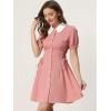 image:imageAllegra K Womens Vintage Peter Pan Collar Lace Up Button Down A Line DressPink