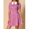 image:imageAllegra K Womens Vintage Peter Pan Collar Lace Up Button Down A Line DressPurple
