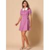 image:imageAllegra K Womens Vintage Peter Pan Collar Lace Up Button Down A Line DressPurple