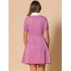 image:imageAllegra K Womens Vintage Peter Pan Collar Lace Up Button Down A Line DressPurple
