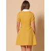 image:imageAllegra K Womens Vintage Peter Pan Collar Lace Up Button Down A Line DressYellow