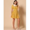 image:imageAllegra K Womens Vintage Peter Pan Collar Lace Up Button Down A Line DressYellow