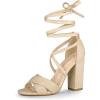 image:imageAllegra K Women Crisscross Front Block Heeled Lace Up Beige Sandals  9 M US