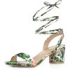 image:imageAllegra K Womens Block Heel Sandals Floral Green Lace Up Heels 9 m US