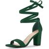 image:imageAllegra K Womens Faux Suede Chunky Heels Lace Up Green Sandals  9 m US