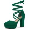 image:imageAllegra K Womens Platform Block Heel Emerald Green Lace Up Pumps Sandals 10 m US