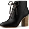 image:imageAllegra K Womens Round Toe Lace Up Chunky Heels Ankle BootiesBlack