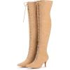 image:imageAllegra K Womens Thigh High Boots Lace Up Stiletto Heel Over Knee High BootsNude