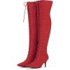 image:imageAllegra K Womens Thigh High Boots Lace Up Stiletto Heel Over Knee High BootsRed