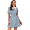 image:imageAllegra K Womens Vintage Peter Pan Collar Lace Up Button Down A Line DressBlue