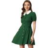 image:imageAllegra K Womens Vintage Peter Pan Collar Lace Up Button Down A Line DressGreen